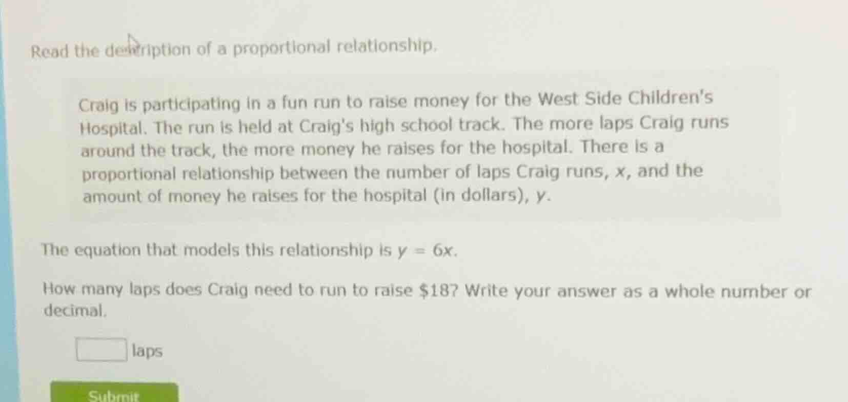 read the description of a proportional relationship. craig is participa…