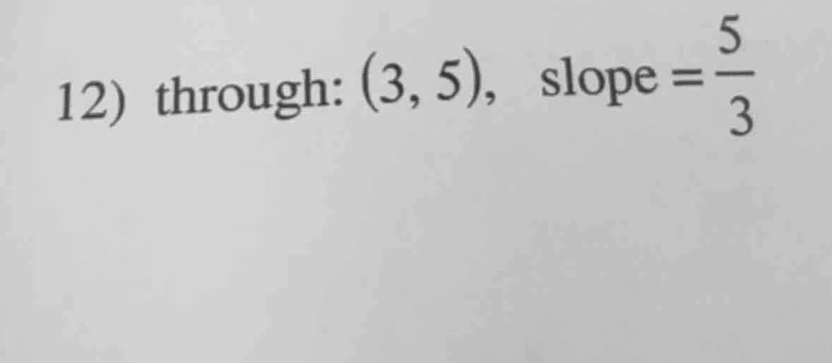 12) through: (3, 5), slope = \\(\\frac{5}{3}\\)