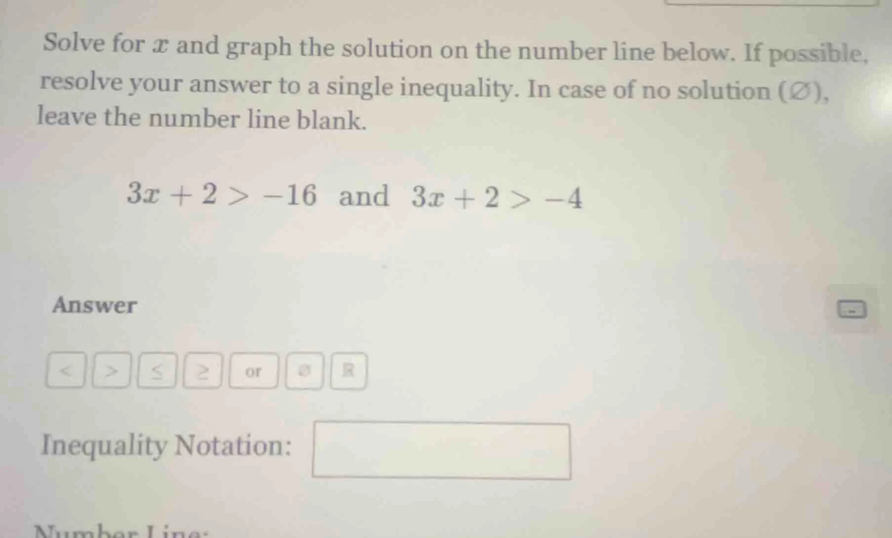solve for ( x ) and graph the solution on the number line below. if pos…