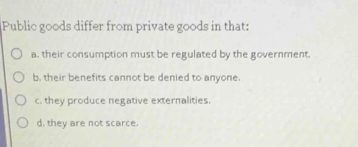 public goods differ from private goods in that: a. their consumption mu…
