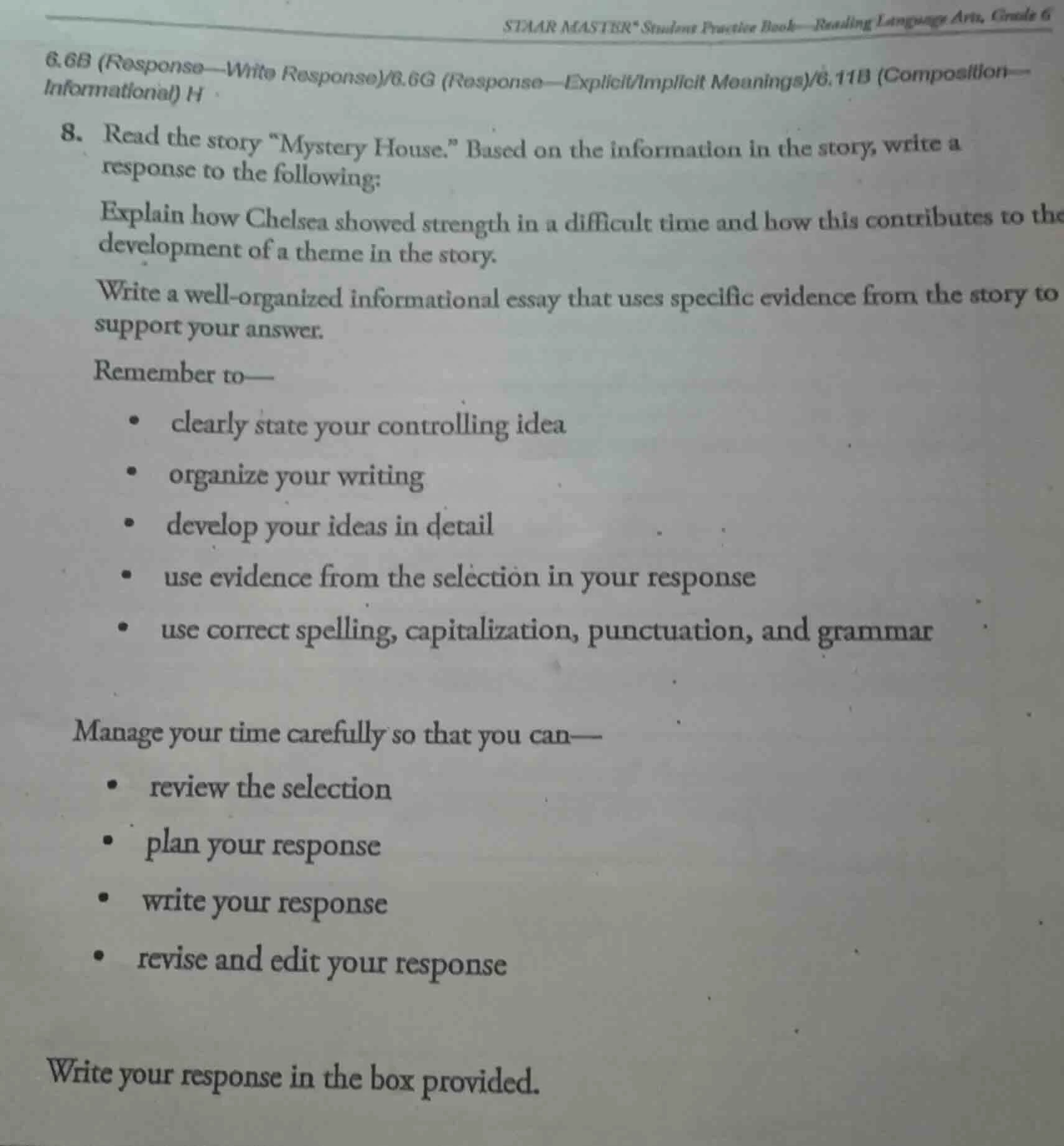 6.6b (response—write response)/6.6g (response—explicit/implicit meaning…