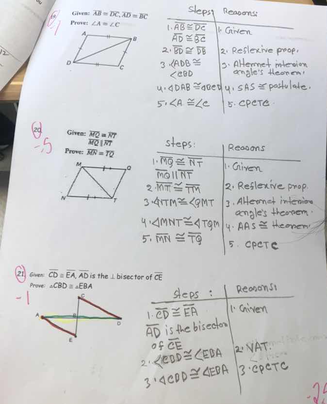 given: ( ab cong dc, ad cong bc ) prove: ( angle a cong angle c ) given…