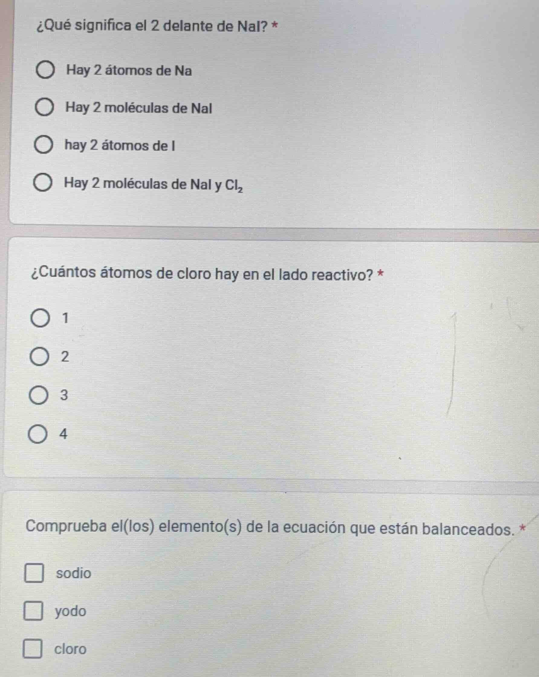 ¿qué significa el 2 delante de nai? * hay 2 átomos de na hay 2 molécula…