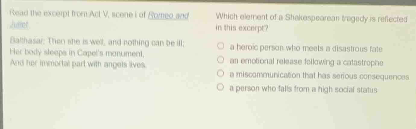 read the excerpt from act v, scene 1 of romeo and juliet balthasar: the…