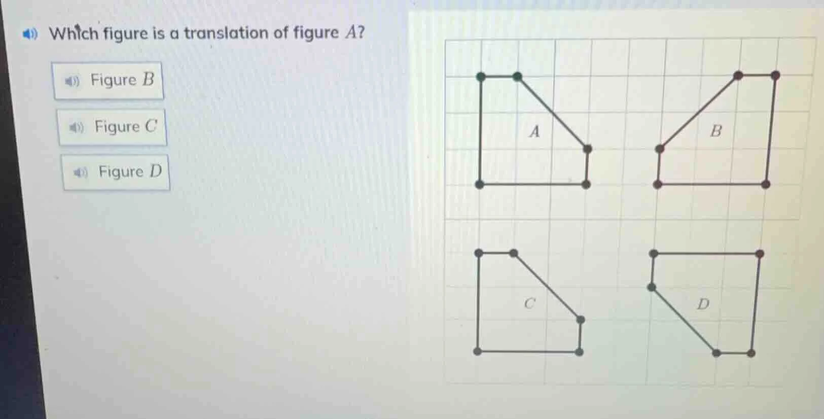 which figure is a translation of figure a? figure b figure c figure d