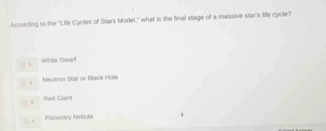 according to the \life cycles of stars model,\ what is the final stage …