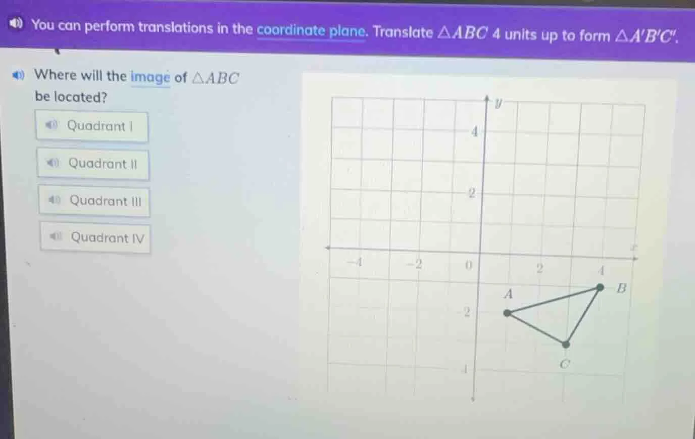 you can perform translations in the coordinate plane. translate $\\tria…