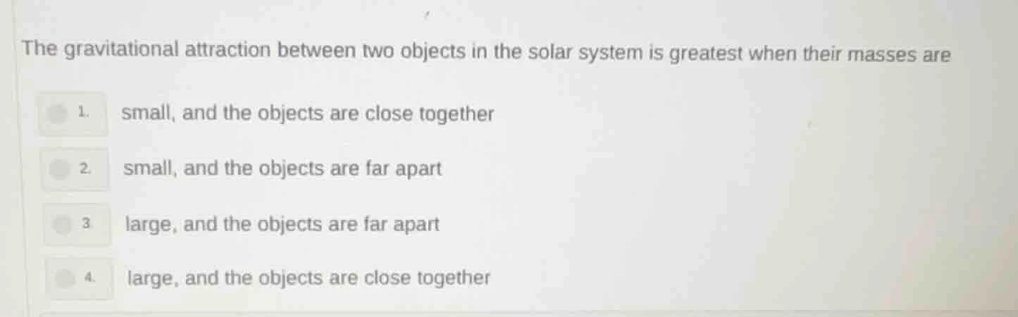the gravitational attraction between two objects in the solar system is…