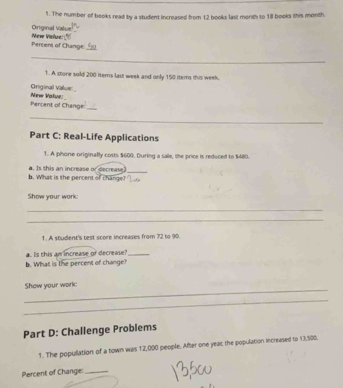 1. the number of books read by a student increased from 12 books last m…