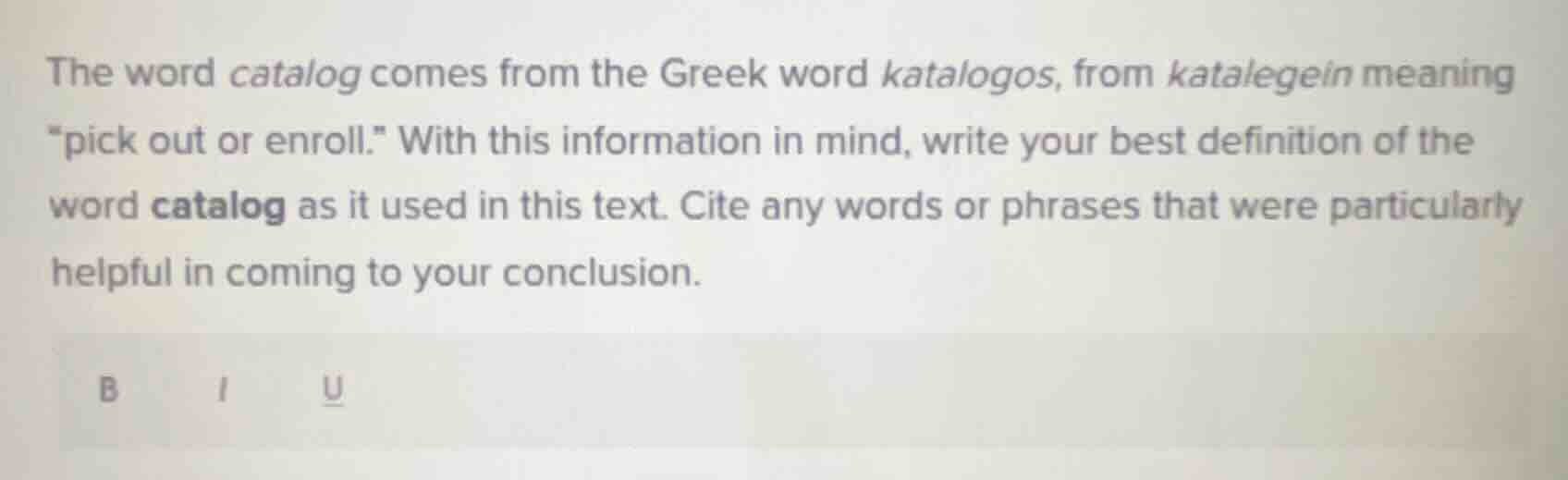 the word catalog comes from the greek word katalogos, from katallegein …