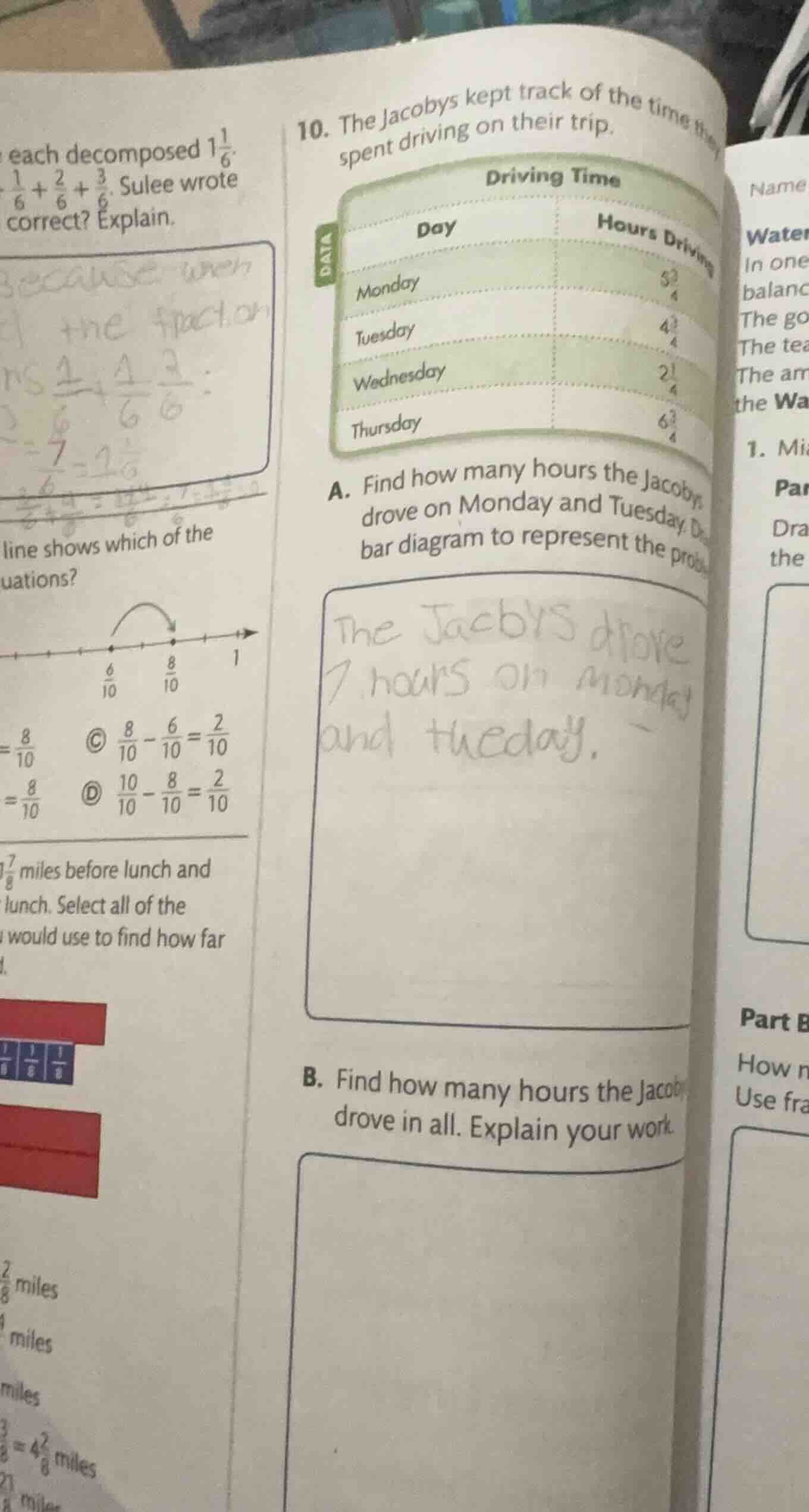 10. the jacobys kept track of the time they spent driving on their trip…