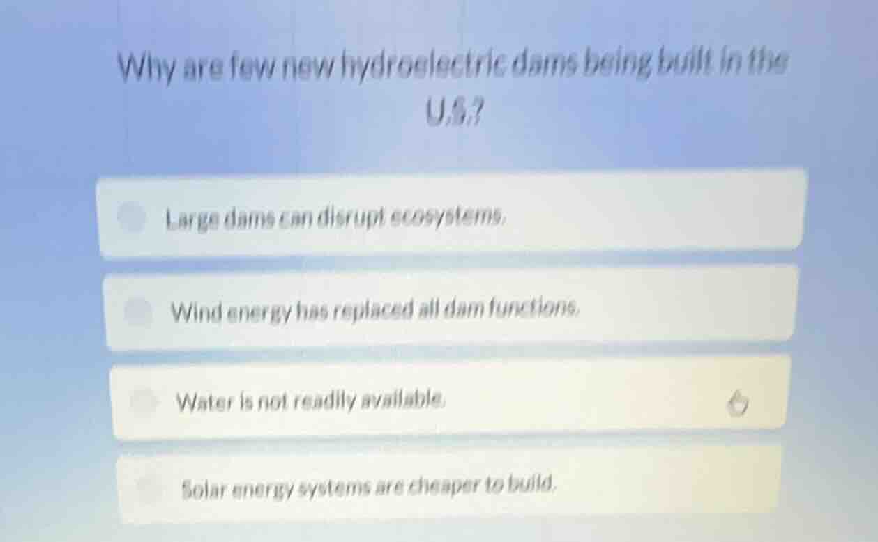 why are few new hydroelectric dams being built in the u.s.? large dams …