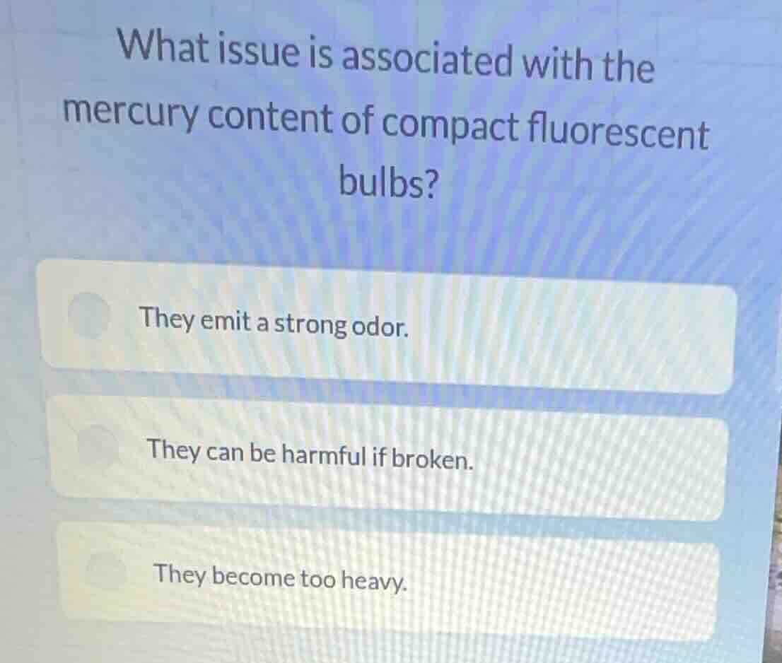 what issue is associated with the mercury content of compact fluorescen…