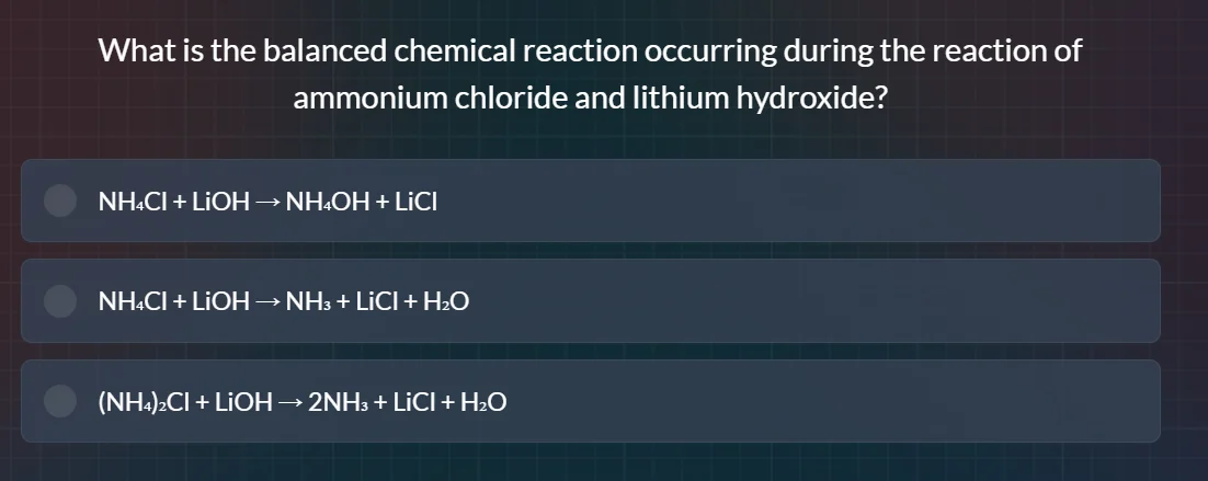 what is the balanced chemical reaction occurring during the reaction of…