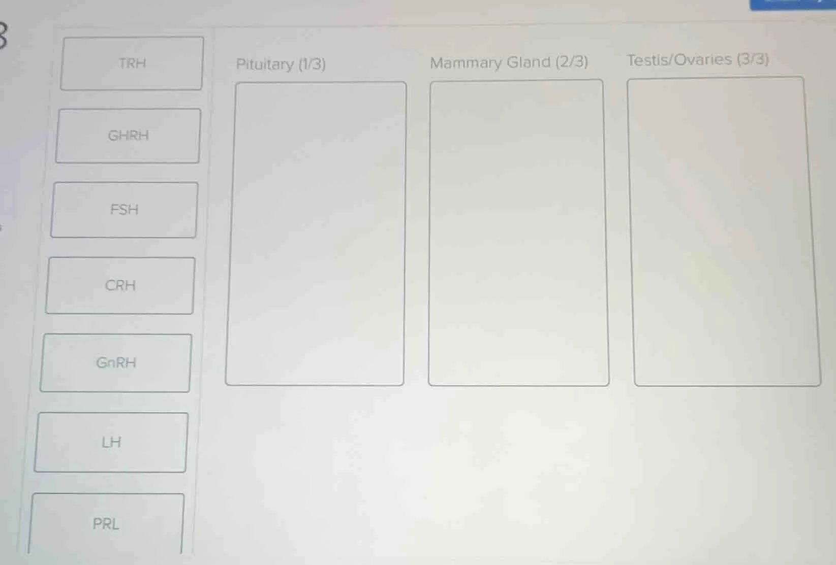 trh pituitary (1/3) mammary gland (2/3) testis/ovaries (3/3) ghrh fsh c…