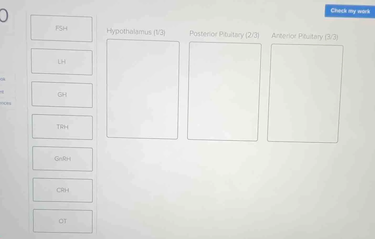 fsh lh gh trh gnrh crh ot hypothalamus (1/3) posterior pituitary (2/3) …