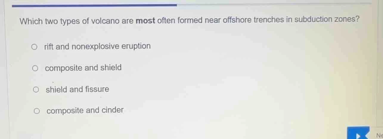 which two types of volcano are most often formed near offshore trenches…