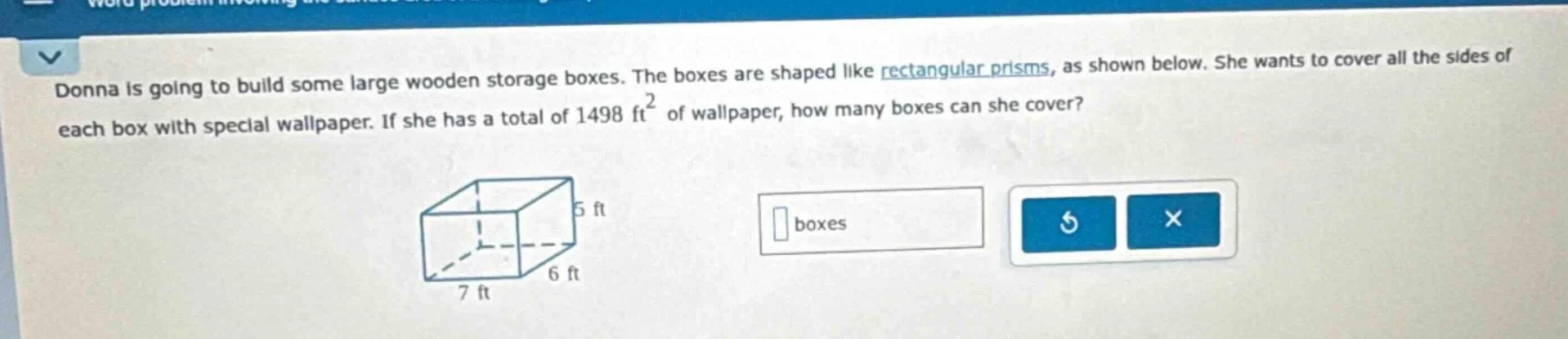 donna is going to build some large wooden storage boxes. the boxes are …