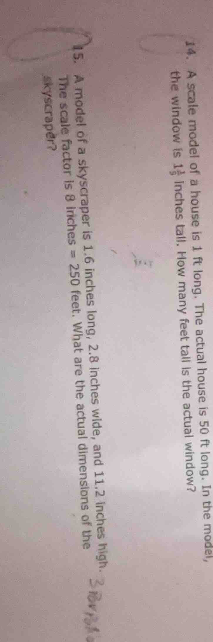 14. a scale model of a house is 1 ft long. the actual house is 50 ft lo…