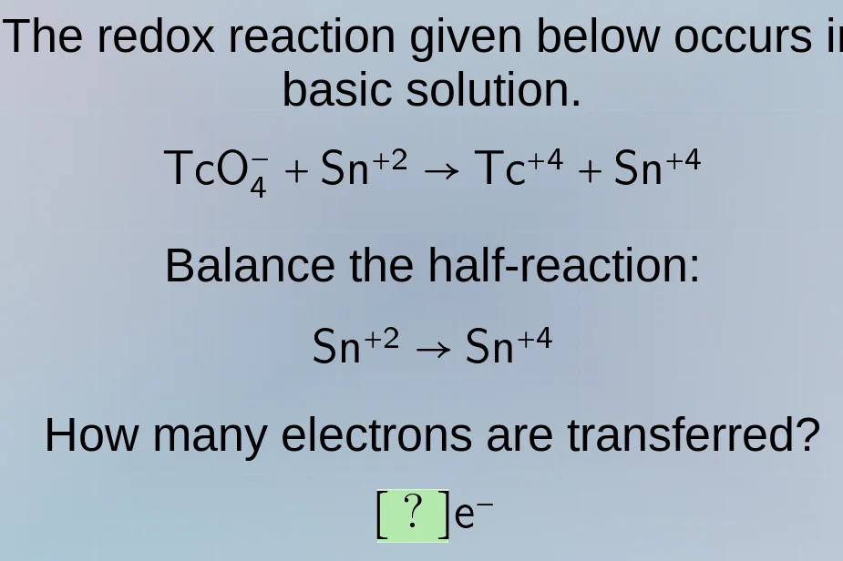 the redox reaction given below occurs in basic solution.\\(\\ce{tco^-_{…