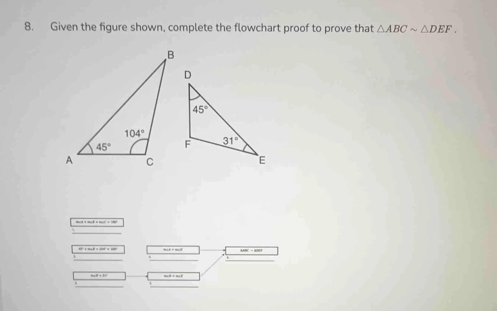 8. given the figure shown, complete the flowchart proof to prove that $…