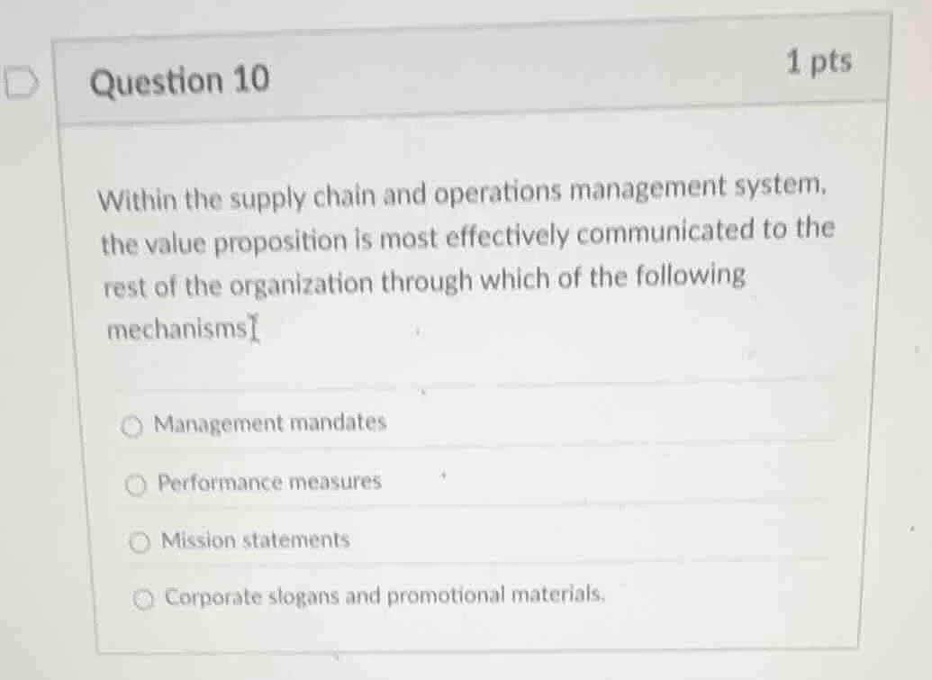 question 10 1 pts within the supply chain and operations management sys…
