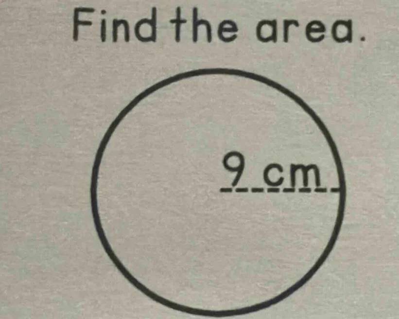 find the area. 9 cm