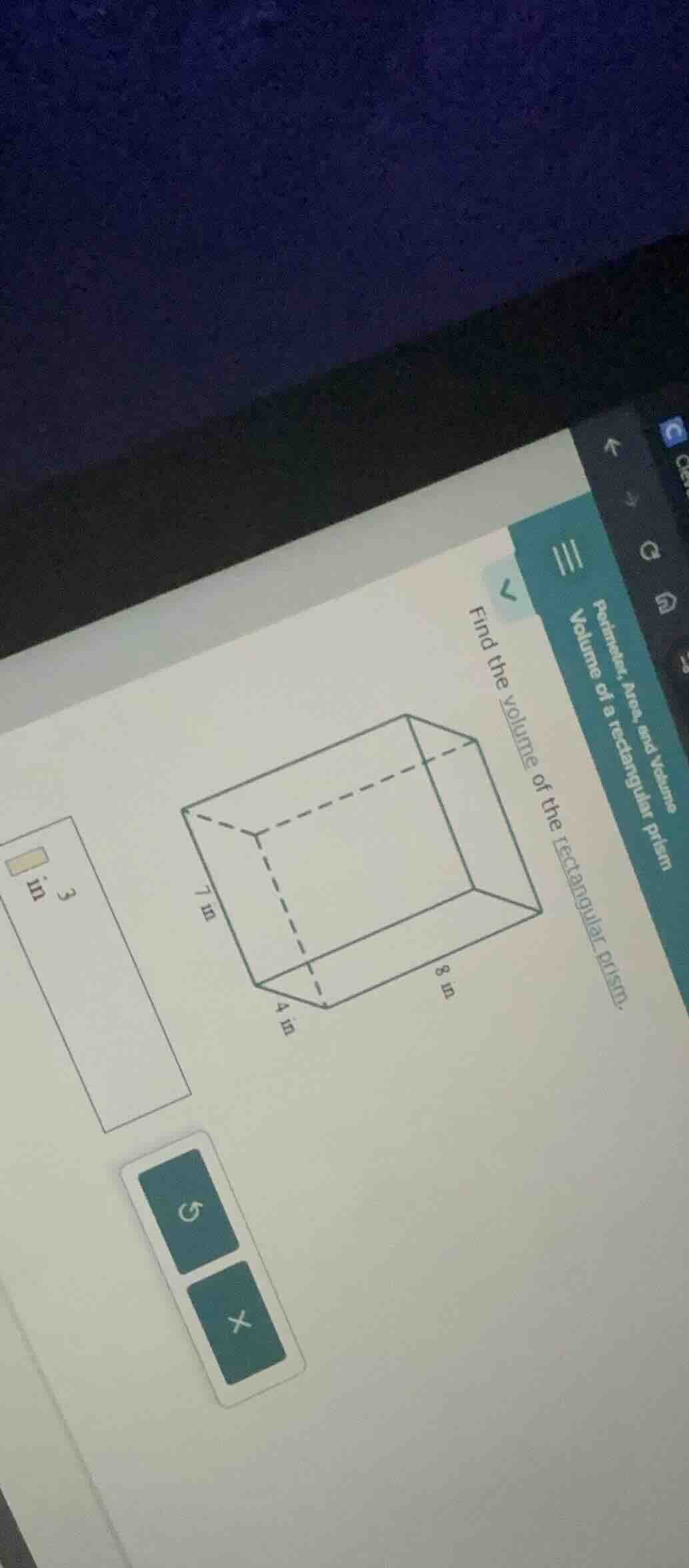 find the volume of the rectangular prism.