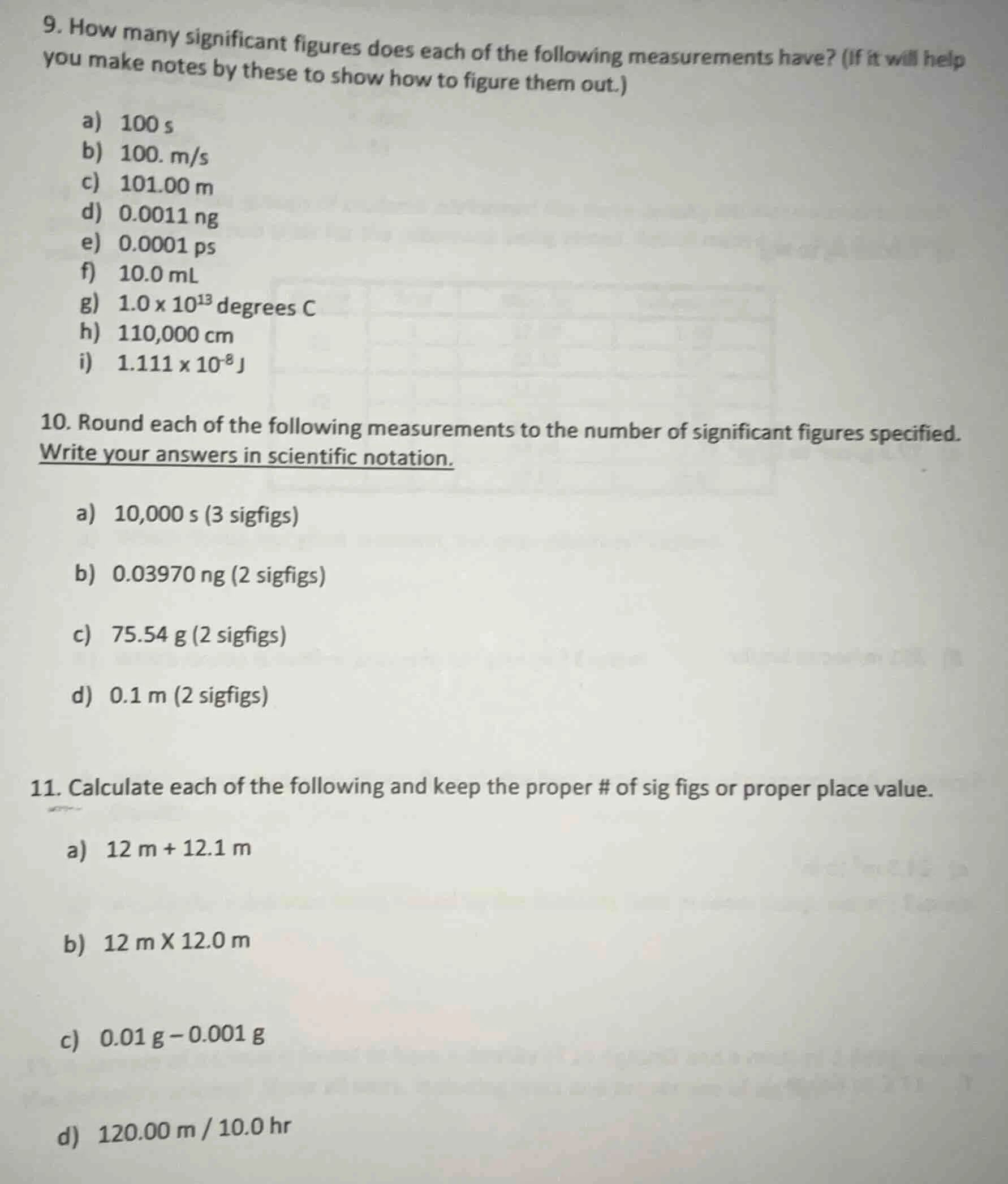 9. how many significant figures does each of the following measurements…