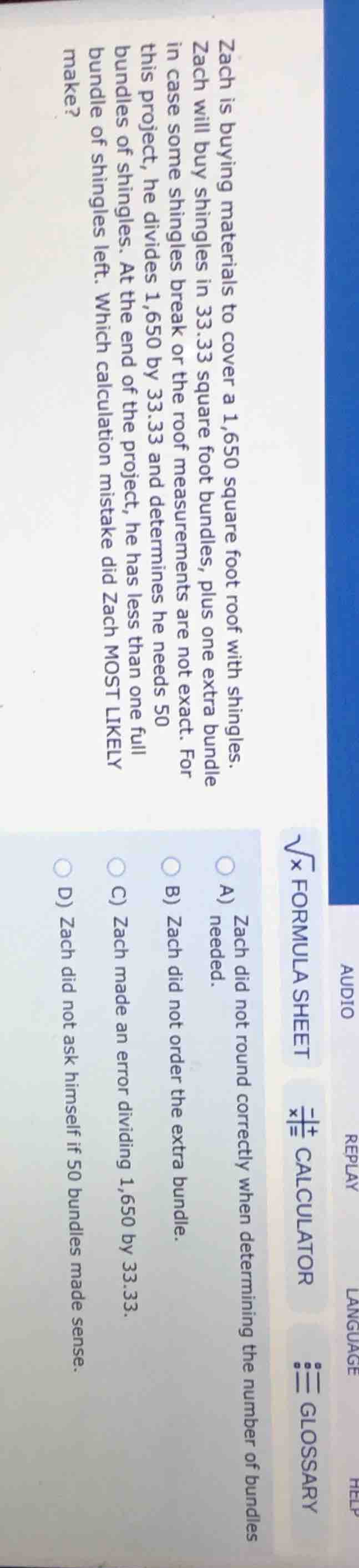 zach is buying materials to cover a 1,650 square foot roof with shingle…
