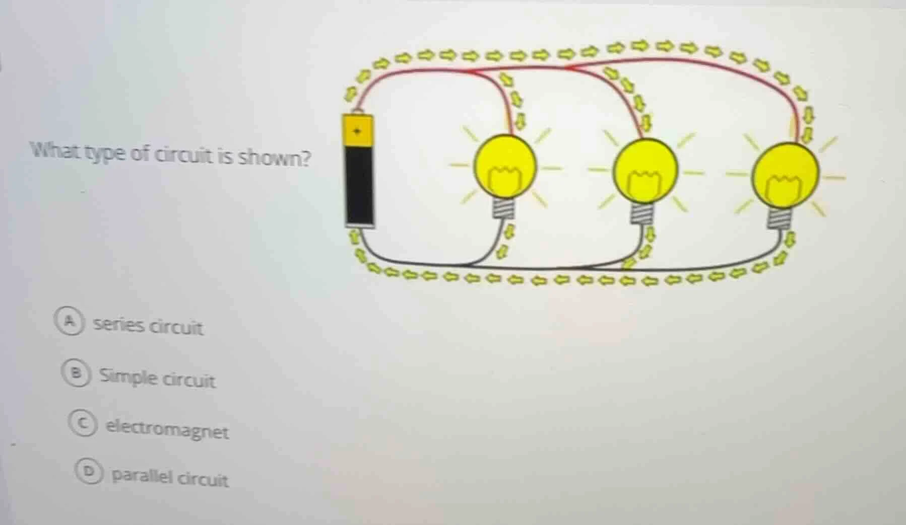 what type of circuit is shown? a series circuit b simple circuit c elec…