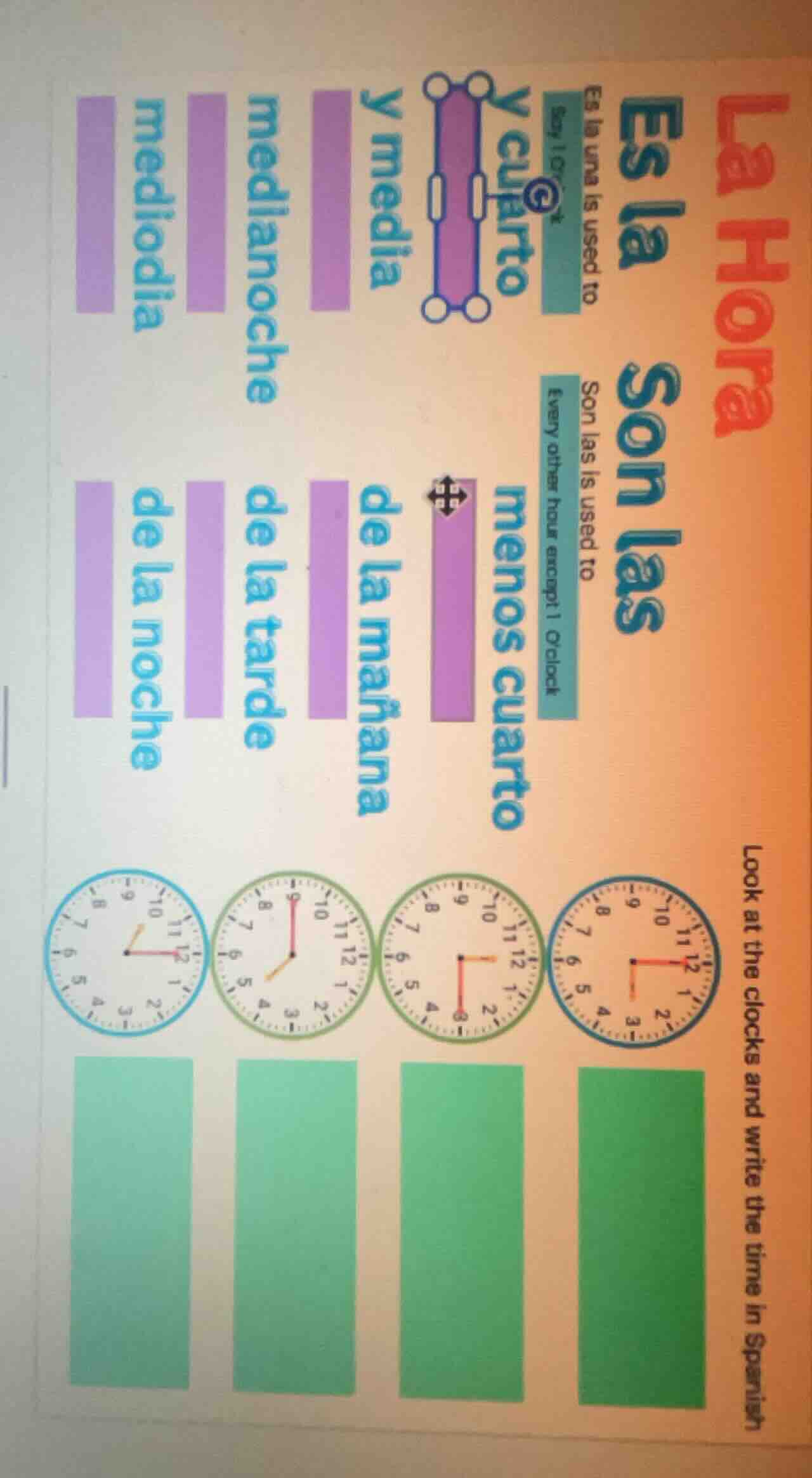 la hora es la es la una is used to son las son las is used to every oth…