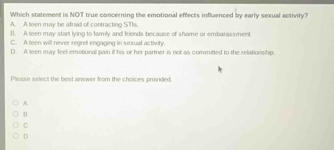 which statement is not true concerning the emotional effects influenced…