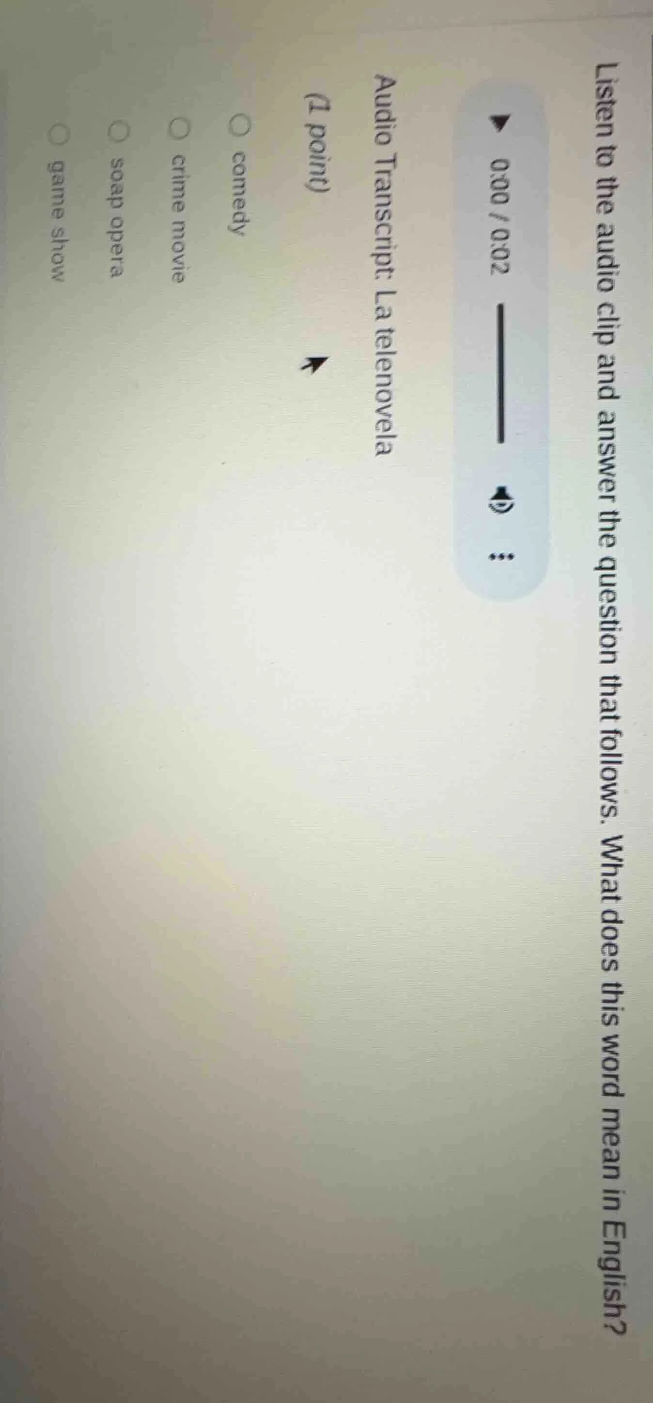 listen to the audio clip and answer the question that follows. what doe…