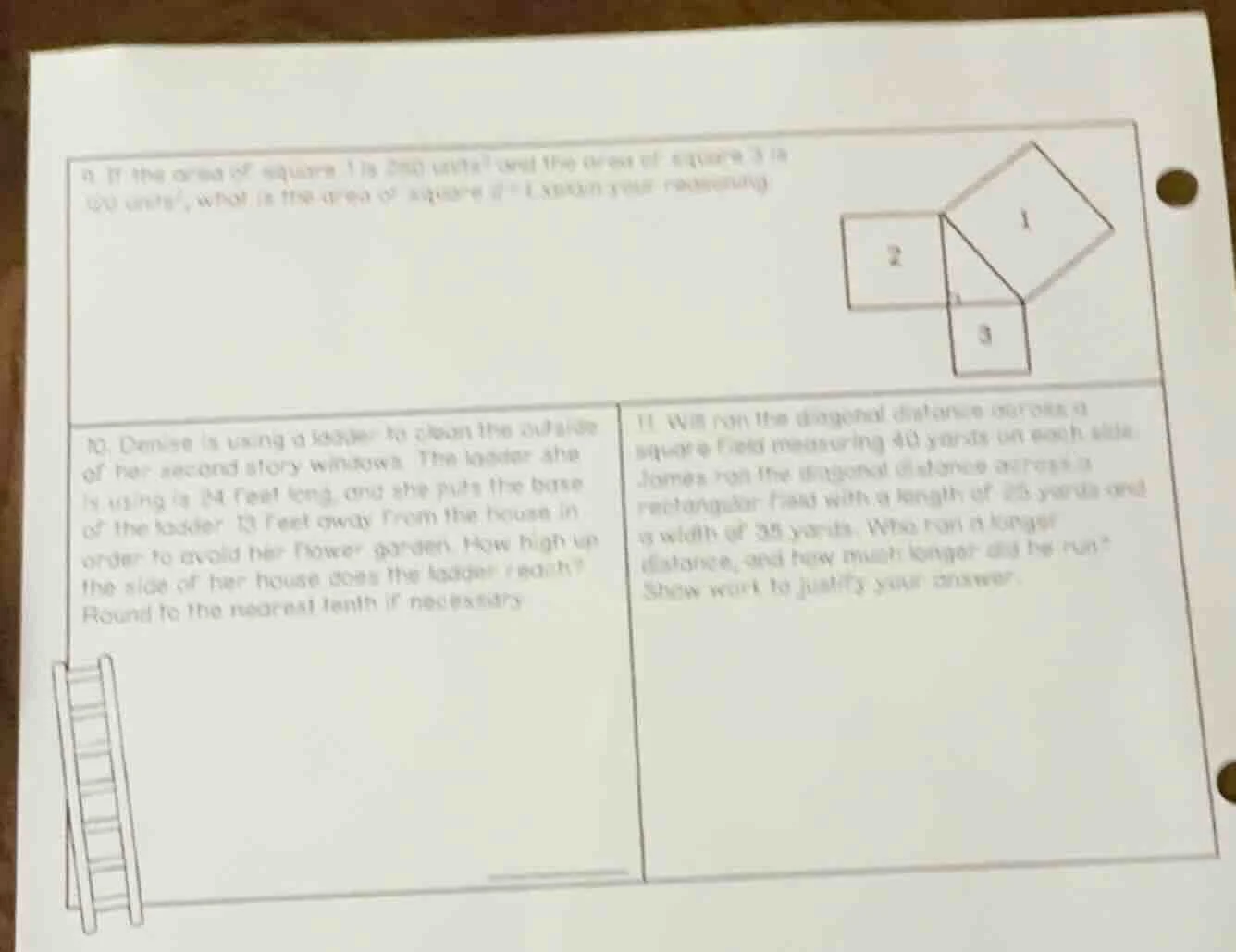 9. if the area of square 1 is 289 units² and the area of square 3 is 64…