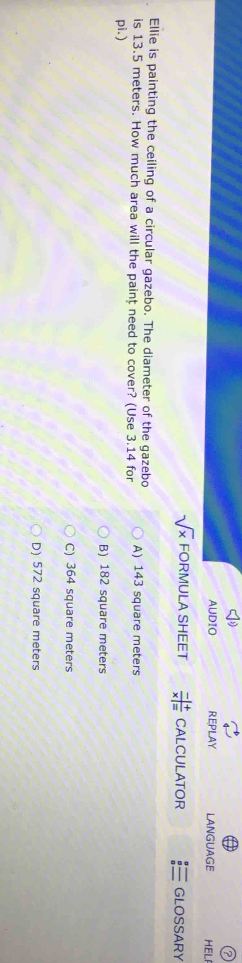 ellie is painting the ceiling of a circular gazebo. the diameter of the…