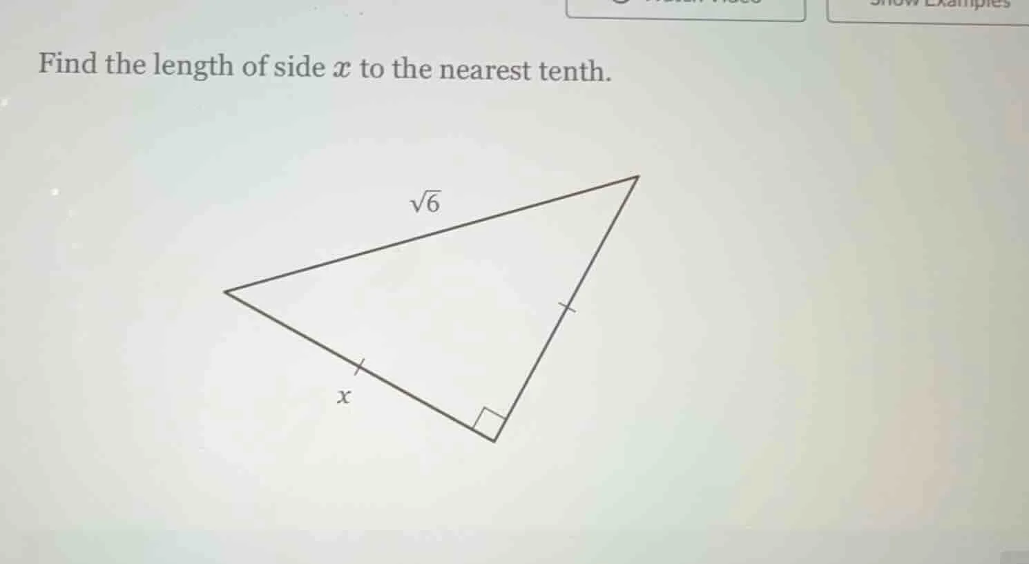 find the length of side ( x ) to the nearest tenth.