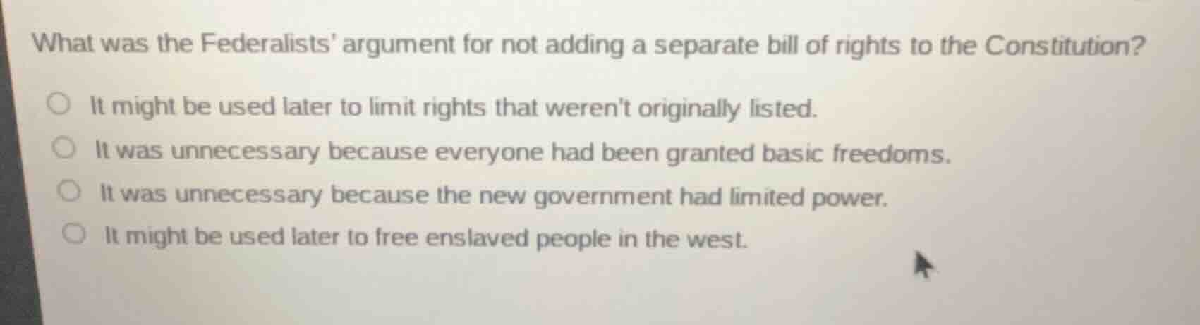 what was the federalists argument for not adding a separate bill of rig…
