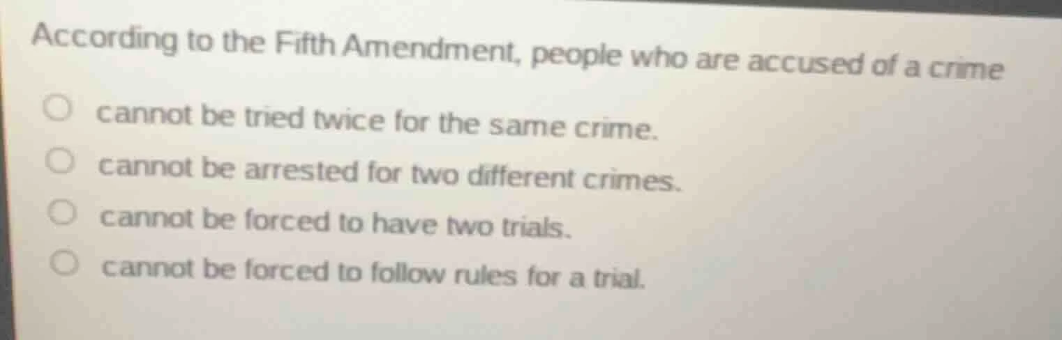 according to the fifth amendment, people who are accused of a crime can…