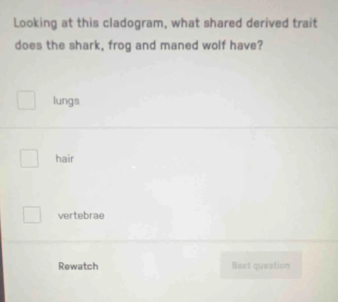 looking at this cladogram, what shared derived trait does the shark, fr…