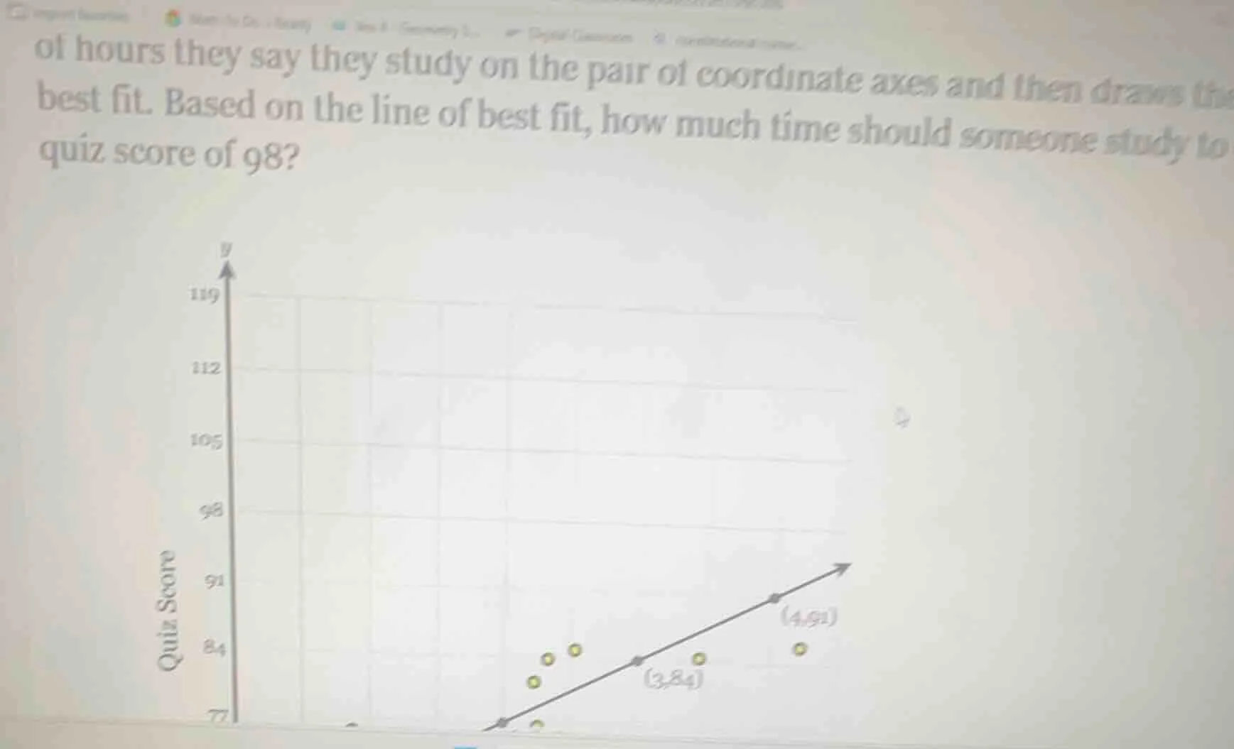 of hours they say they study on the pair of coordinate axes and then dr…