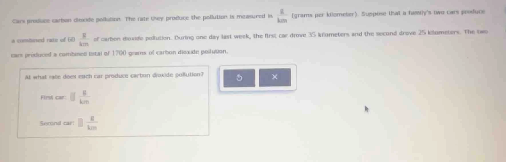cars produce carbon dioxide pollution. the rate they produce the pollut…