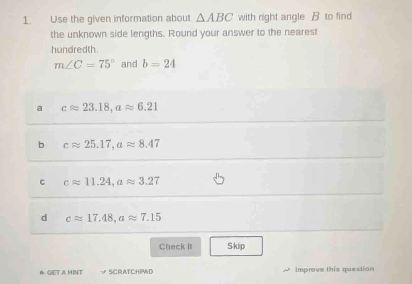 1. use the given information about $\\triangle abc$ with right angle $b…