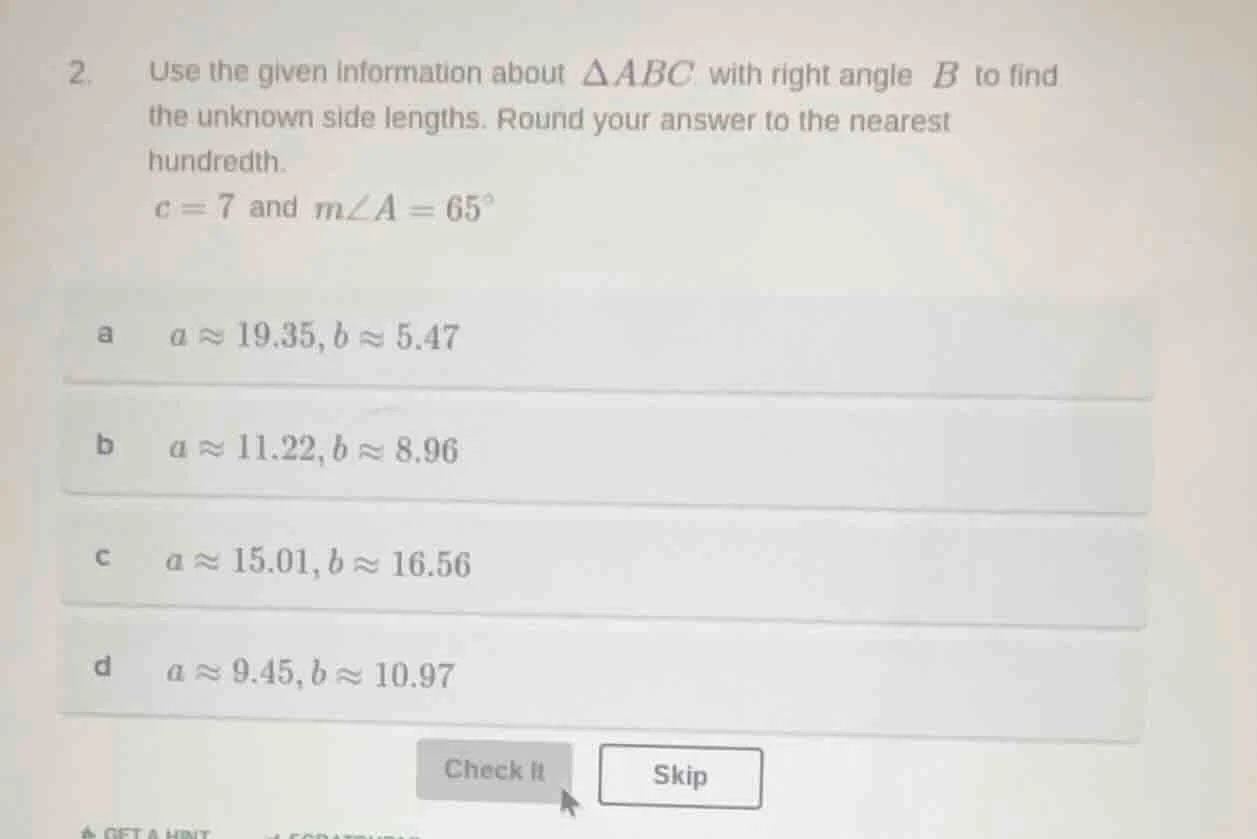 2. use the given information about $\\triangle abc$ with right angle $b…