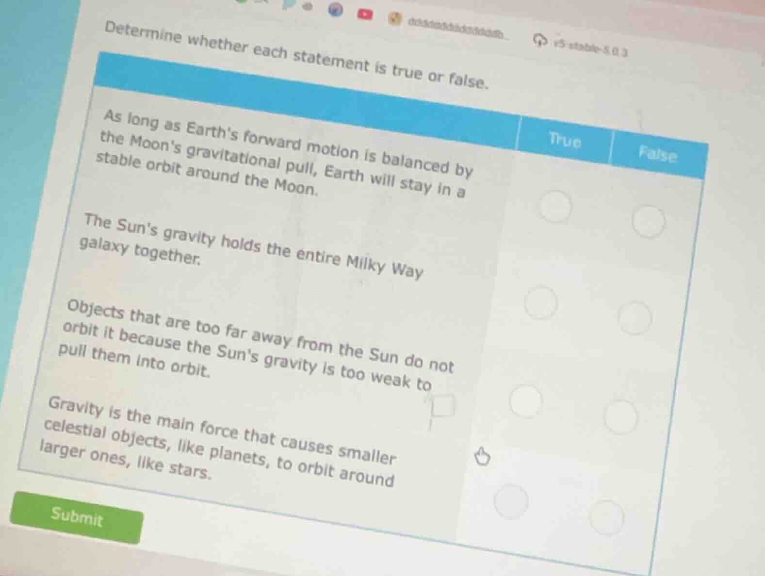 determine whether each statement is true or false. as long as earths fo…