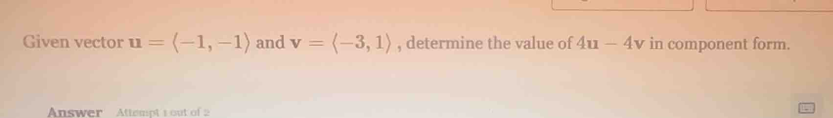 given vector \\(\\mathbf{u} = \\langle -1, -1 \ angle\\) and \\(\\mathb…