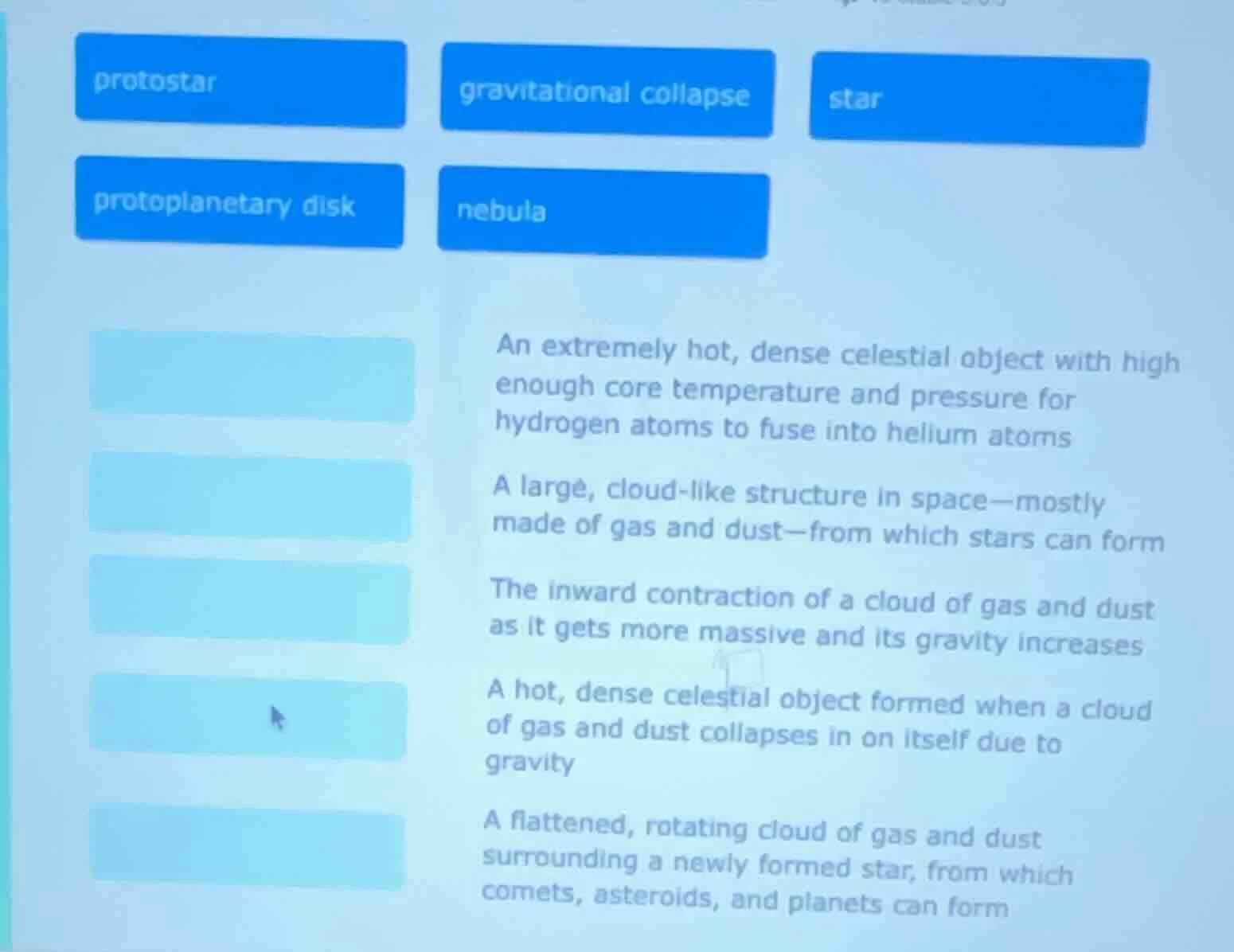 protostar gravitational collapse star protoplanetary disk nebula an ext…