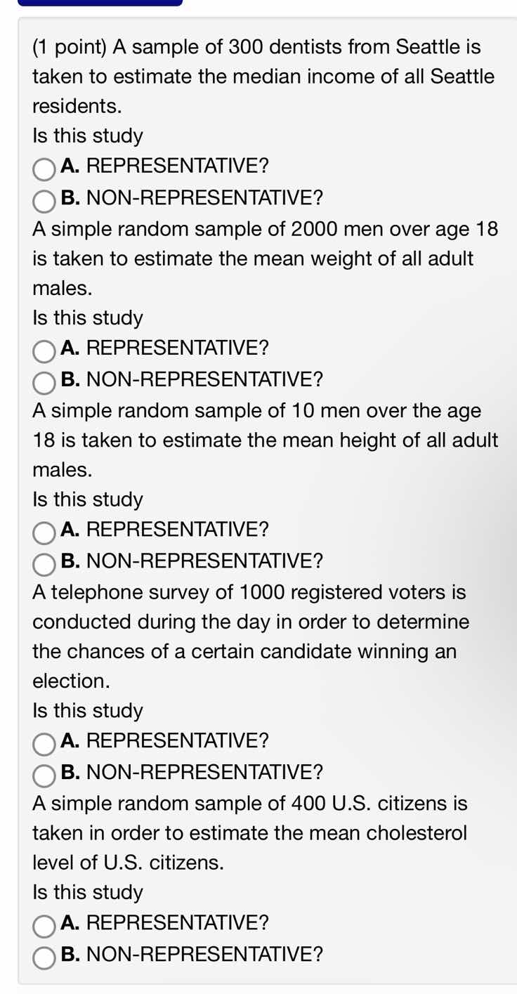 (1 point) a sample of 300 dentists from seattle is taken to estimate th…