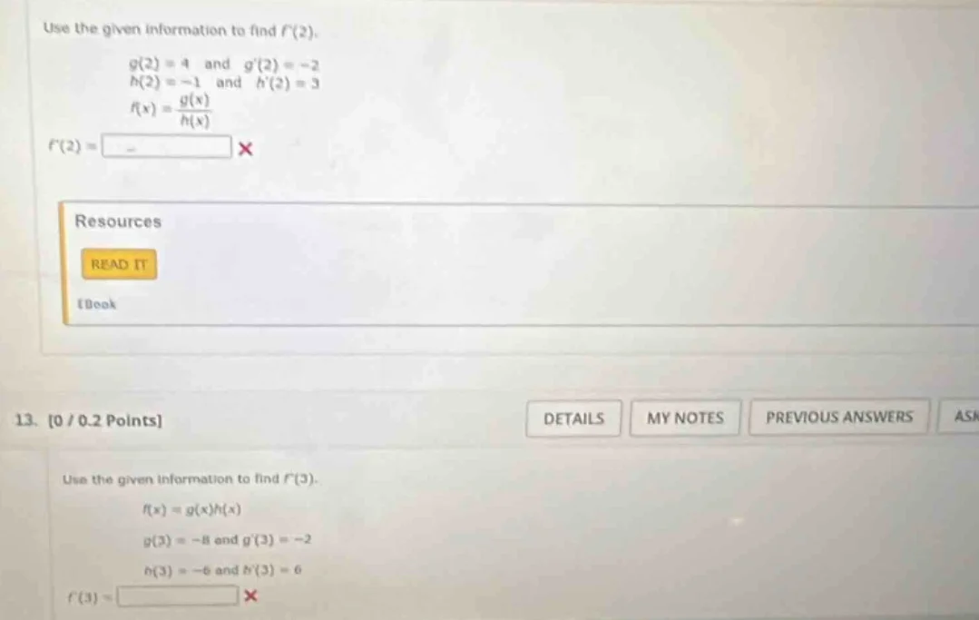 use the given information to find ( f(2) ). ( g(2) = 4 ) and ( g(2) = -…