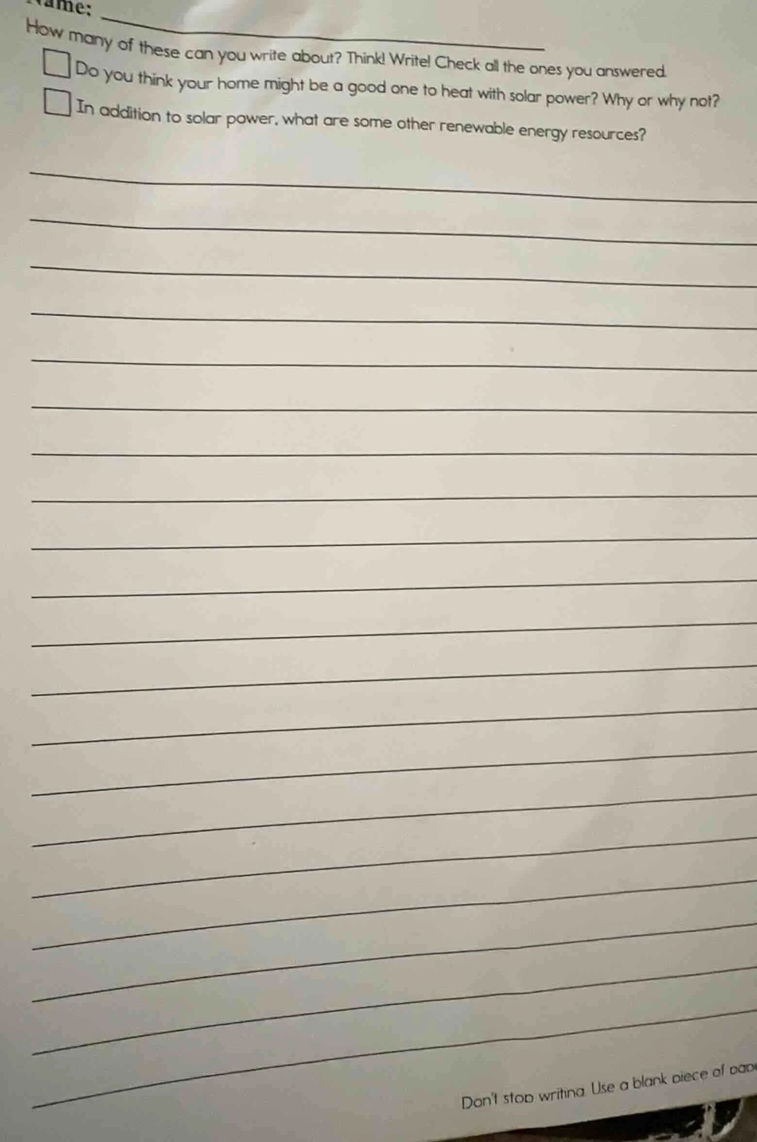 how many of these can you write about? think! write! check all the ones…